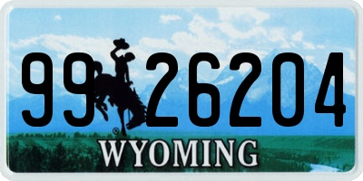 WY license plate 9926204
