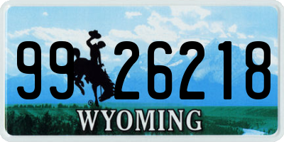 WY license plate 9926218