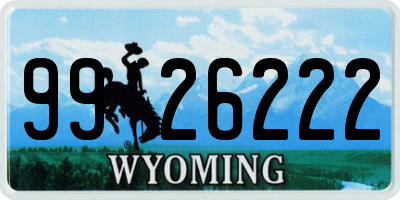 WY license plate 9926222