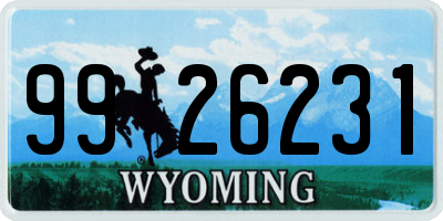 WY license plate 9926231