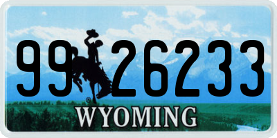 WY license plate 9926233