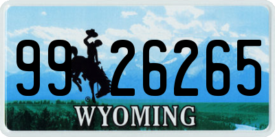 WY license plate 9926265
