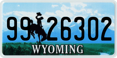 WY license plate 9926302