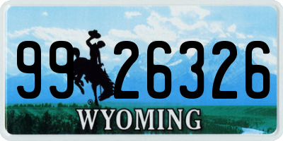 WY license plate 9926326