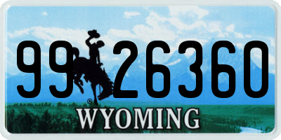 WY license plate 9926360