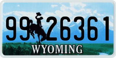 WY license plate 9926361