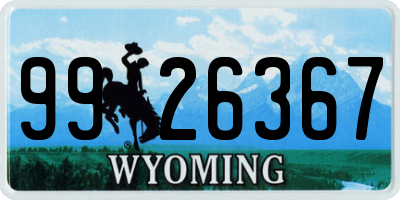WY license plate 9926367