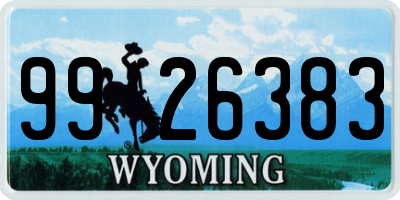 WY license plate 9926383