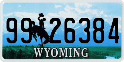 WY license plate 9926384