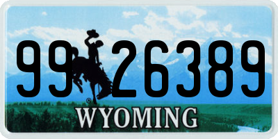 WY license plate 9926389
