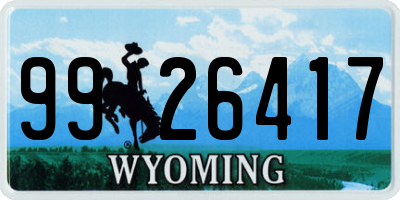 WY license plate 9926417