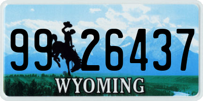 WY license plate 9926437