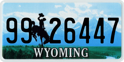 WY license plate 9926447