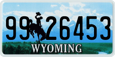 WY license plate 9926453