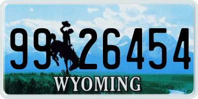 WY license plate 9926454