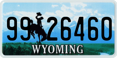 WY license plate 9926460