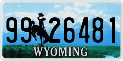 WY license plate 9926481