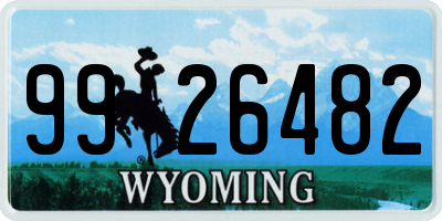 WY license plate 9926482