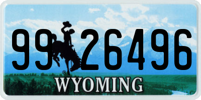 WY license plate 9926496