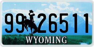 WY license plate 9926511