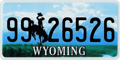 WY license plate 9926526