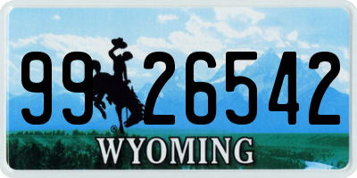 WY license plate 9926542
