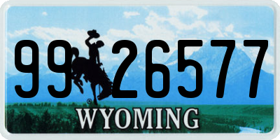 WY license plate 9926577