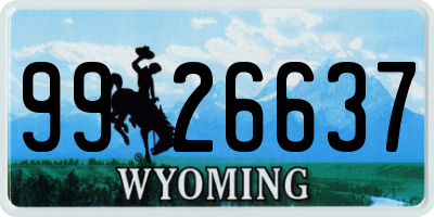 WY license plate 9926637