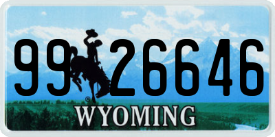 WY license plate 9926646