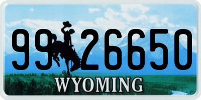 WY license plate 9926650