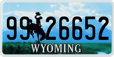 WY license plate 9926652