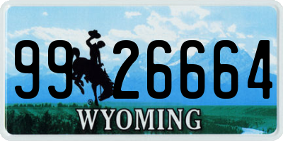 WY license plate 9926664