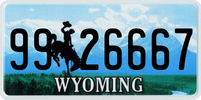 WY license plate 9926667