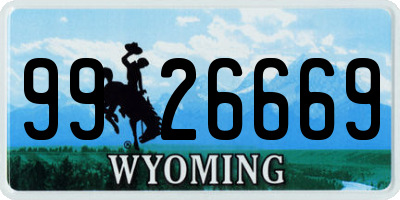 WY license plate 9926669