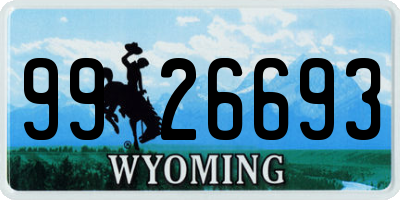 WY license plate 9926693