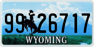 WY license plate 9926717