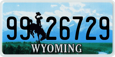 WY license plate 9926729