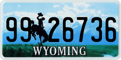 WY license plate 9926736
