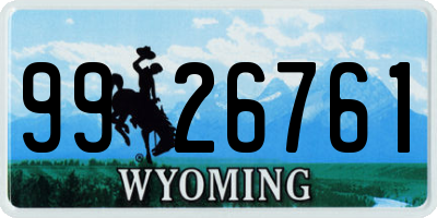 WY license plate 9926761