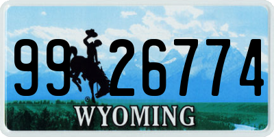 WY license plate 9926774