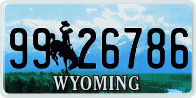 WY license plate 9926786