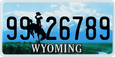 WY license plate 9926789