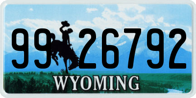 WY license plate 9926792