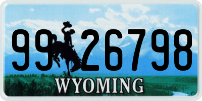 WY license plate 9926798