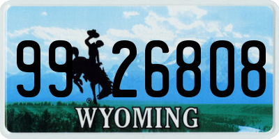 WY license plate 9926808
