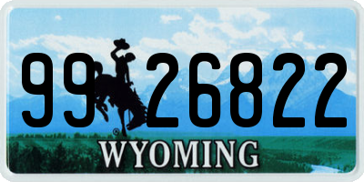 WY license plate 9926822