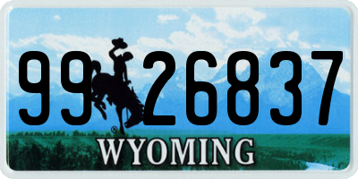 WY license plate 9926837