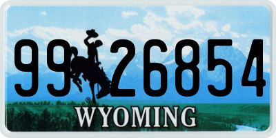 WY license plate 9926854