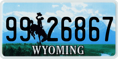 WY license plate 9926867