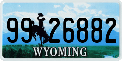 WY license plate 9926882